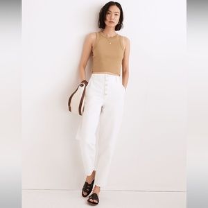 Balloon Jeans in Tile White: Button-Front Edition